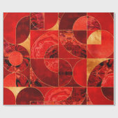 幾何学的抽象芸術 – 赤い質感と金ゴールド ラッピングペーパー (フラット)