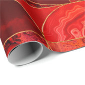 幾何学的抽象芸術 – 赤い質感と金ゴールド ラッピングペーパー (ロールコーナー)