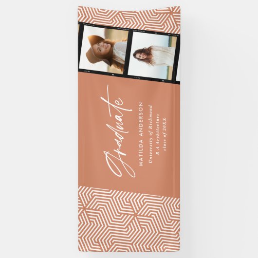 幾何学的数々の写真テラコッタ卒業パーティー 横断幕 (縦)