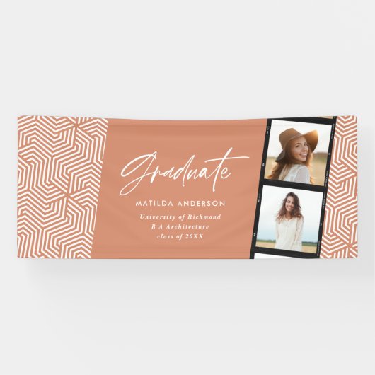 幾何学的数々の写真テラコッタ卒業パーティー 横断幕 (横)