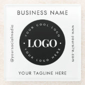 幾何学的文字カスタム会社のロゴモダン ガラスコースター (正面)