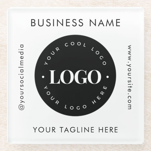 幾何学的文字カスタム会社のロゴモダン ガラスコースター (正面)