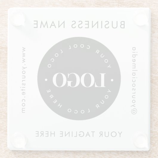 幾何学的文字カスタム会社のロゴモダン ガラスコースター (裏面)