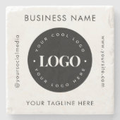 幾何学的文字カスタム会社のロゴモダン ストーンコースター (正面)