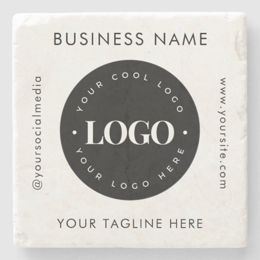 幾何学的文字カスタム会社のロゴモダン ストーンコースター (正面)