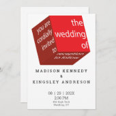 幾何学的新 高テクノロジー エピック レッド キューブ 予算 招待状 (正面/裏面)