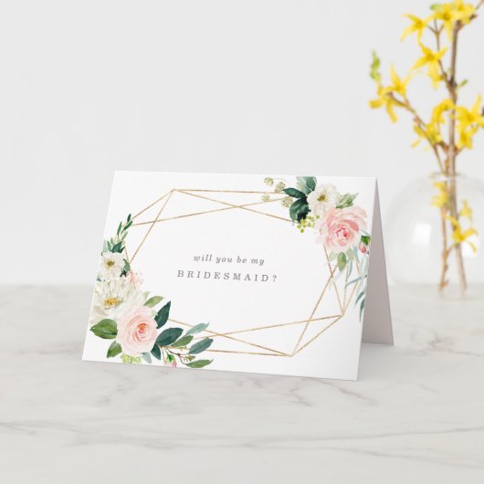 幾何学的春ロマンスブリデスメイドカード カード (黄色い花)