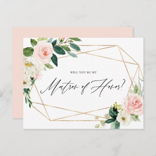 幾何学的春開花は名誉カードの私のマトロンである インビテーションポストカード (正面/裏面)