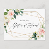 幾何学的春開花は名誉カードの私のマトロンである インビテーションポストカード (正面)