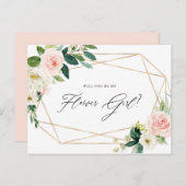 幾何学的春開花は私の花の女の子になる インビテーションポストカード (正面/裏面)