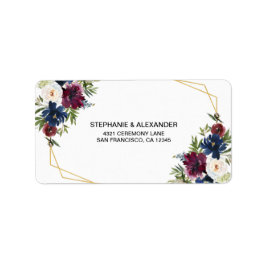 幾何学的枠組みバーガンディネービーフ結婚ラワーズ ラベル