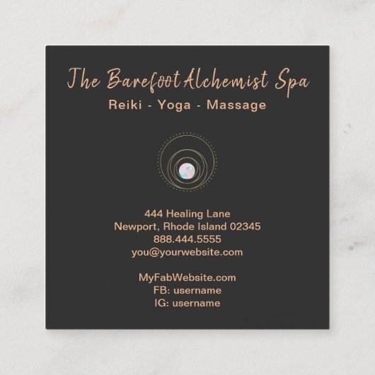 *~*幾何学的棒法曼荼羅の神聖な金ゴールド スクエア名刺 (裏面)