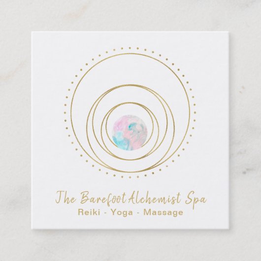 *~*幾何学的棒法曼荼羅の神聖な金ゴールド スクエア名刺 (正面)