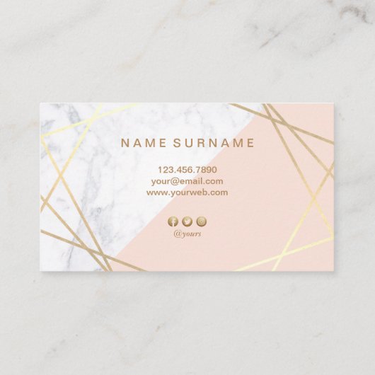 幾何学的模様 大理石ライトピンクゴールド名刺 名刺 (裏面)