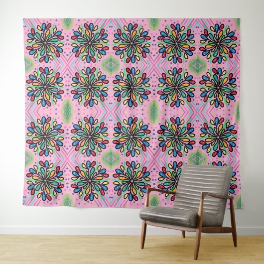 幾何学的水滴パターン タペストリー (インサイチュ(横))