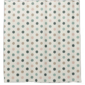 幾何学的水玉模様パターン(青とピンクのトーン) シャワーカーテン (正面)