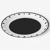 幾何学的水玉模様白黒 ペーパープレート (アングル)