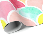 幾何学的水色シームレスパタはかりで測ーン(m) ラッピングペーパー (ロールコーナー)