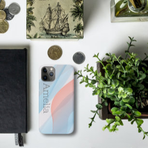 幾何学的波ほこりっぽい青いピンク iPhone 11 PROケース