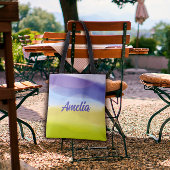 幾何学的波ライムイエローラベンダー(名前あり) トートバッグ