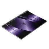 幾何学的深い紫フェイクメタリックテクスチャ ノートブック (左側)