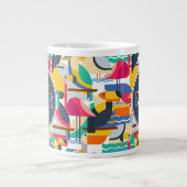 幾何学的熱帯鳥|モノグラム ジャンボコーヒーマグカップ (正面)