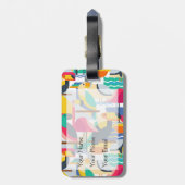 幾何学的熱帯鳥|モノグラム ラゲッジタグ (裏面縦)