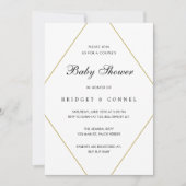 幾何学的男女兼用カップル赤ちゃんシャワー 招待状 (正面)