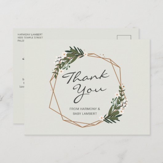 幾何学的男女兼用赤ちゃんシャワーありがとう ポストカード (正面/裏面)