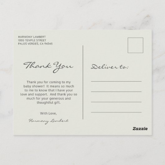 幾何学的男女兼用赤ちゃんシャワーありがとう ポストカード (裏面)