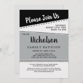 幾何学的白黒グレーファミリ懇親会 招待状 (正面/裏面)