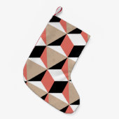 幾何学的白黒サンゴ模様。 スモールクリスマスストッキング (正面 (吊り時))