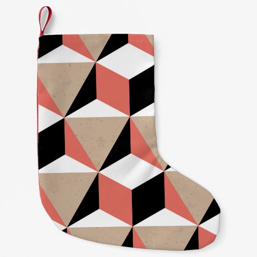 幾何学的白黒サンゴ模様。 スモールクリスマスストッキング (正面)