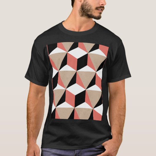 幾何学的白黒サンゴ模様。 Tシャツ (正面)