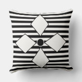 幾何学的白黒ダイヤモンドの幾何ストライプ クッション (裏面)