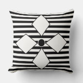 幾何学的白黒ダイヤモンドの幾何ストライプ クッション (正面)