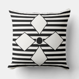 幾何学的白黒ダイヤモンドの幾何ストライプ クッション