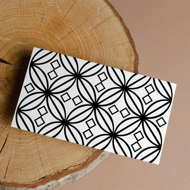 幾何学的白黒フローラルパターン (Geometric Black White Floral Pattern)