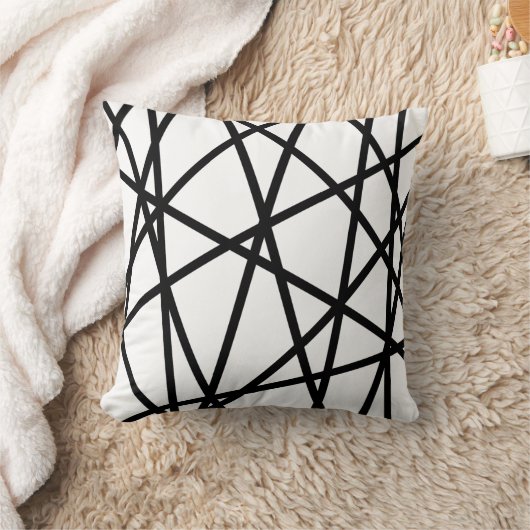 幾何学的白黒ミニマリストデコル クッション (ブランケット)
