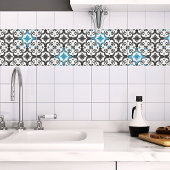 幾何学的白黒モロッコ地中海のスタイル タイル