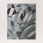 幾何学的白黒円(モノクロ) ジグソーパズル (縦)