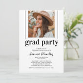 幾何学的白黒写真卒業パーティー 招待状 (スタンド正面)