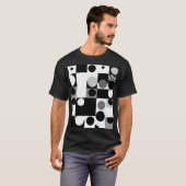 幾何学的白黒形状パターモダンン Tシャツ (正面フル)