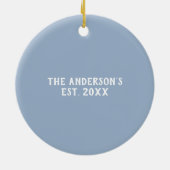 幾何学的石板ブルーシルバーファミリー名 セラミックオーナメント (裏面)