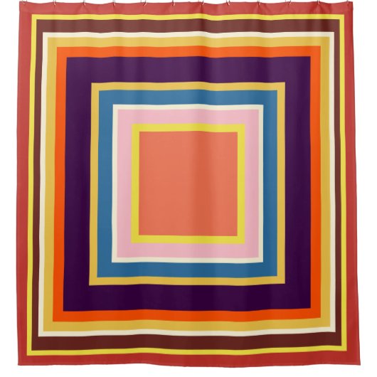 幾何学的秋インディアンコーンオータムカラー シャワーカーテン (正面)