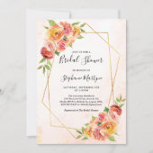 幾何学的秋フローラ水彩ブライダルシャワー 招待状 (正面)