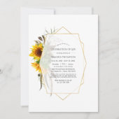 幾何学的素朴ひまわりのお祝い 招待状 (正面)
