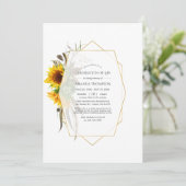 幾何学的素朴ひまわりのお祝い 招待状 (スタンド正面)