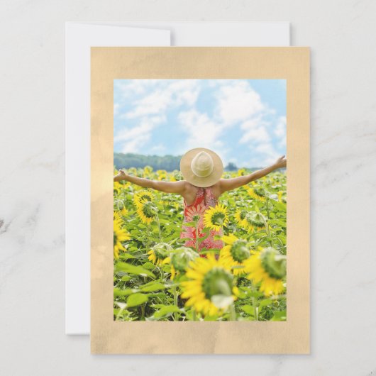 幾何学的素朴ひまわりのお祝い 招待状 (裏面)