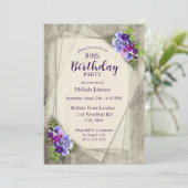 幾何学的素朴パンジー80誕生日 招待状 (スタンド正面)